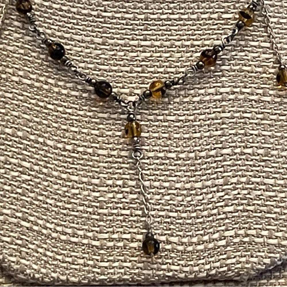 Estate find pretty necklace with glass stones clasp is stamped 925 boho hippie - Picture 6 of 7